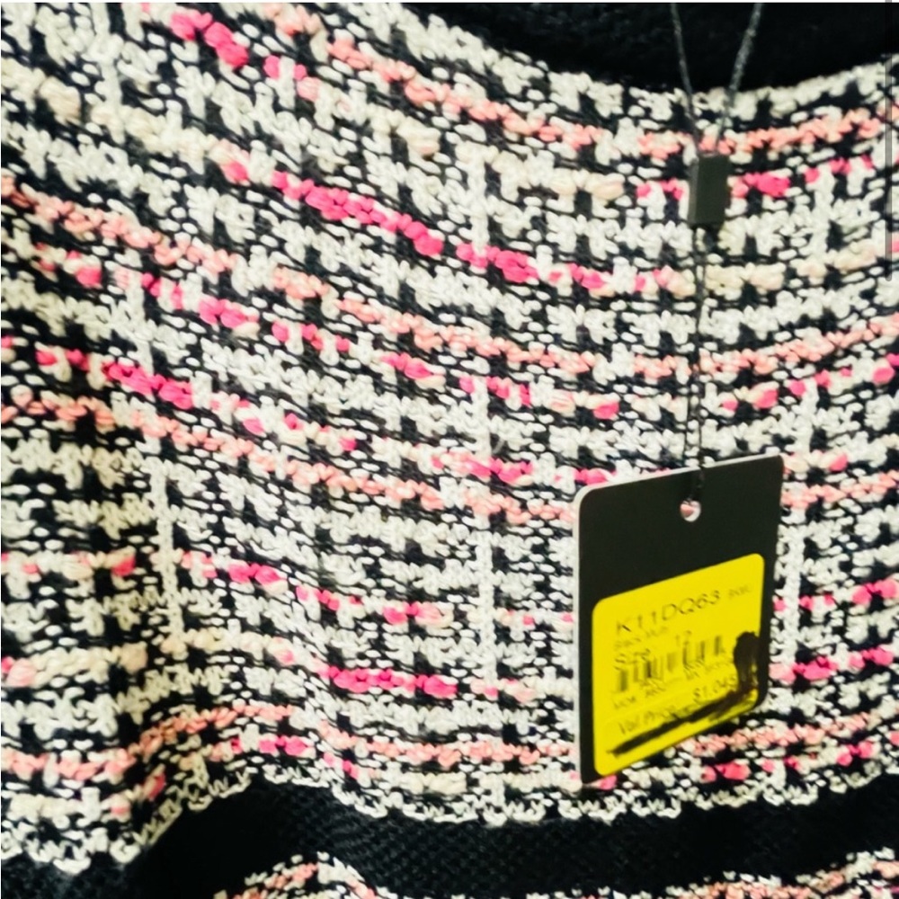 NWT St. John Knit Sleeveless Tweed Dress with Black Trim Size 12 - Picture 3 of 3
